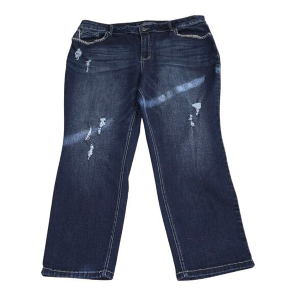Maurices‎ Straight Leg High rise Women's Distressed Blue Jeans Plus Size 24